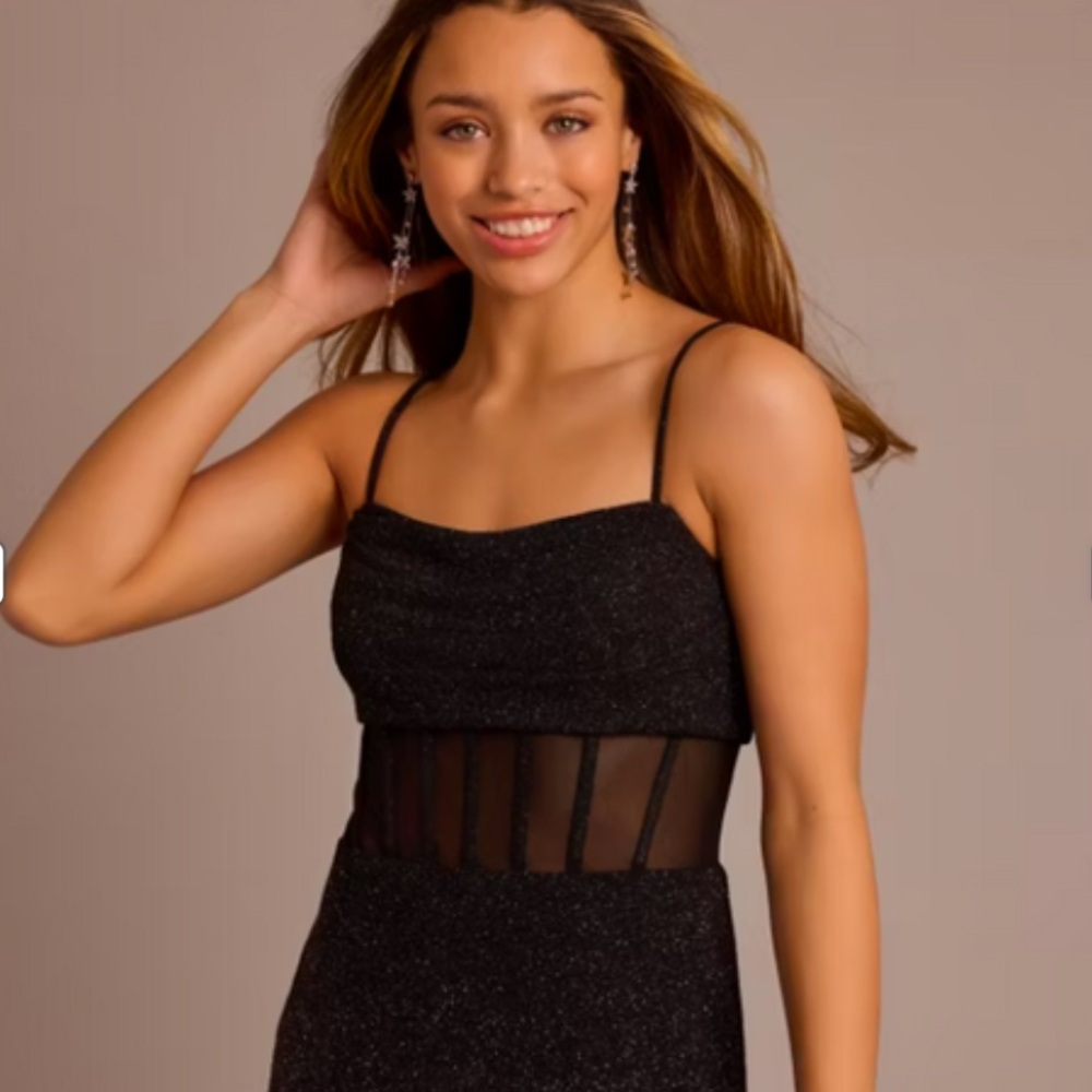 GLITTER KNIT ILLUSION CORSET SHEATH DRESS
